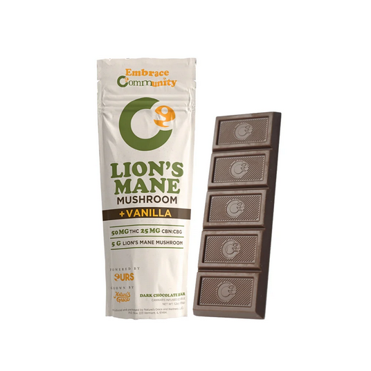 2:1:1 Lion's Mane Mushroom - Vanilla Dark Chocolate - THC:CBN:CBG - Chocolate Bar - 50mg (5pk)
