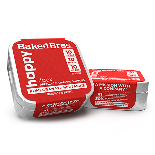 300mg Happy 1:1:1 THC/CBD/CBC Pomegranate Nectar Gummies (S)