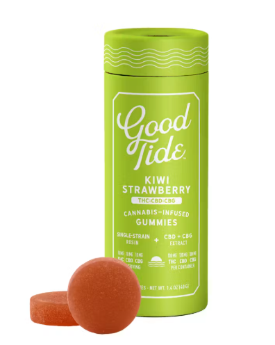 Good Tide Edibles 10pk/100mg Rosin- Kiwi Strawberry 1:1:1 (THC:CBD:CBG)