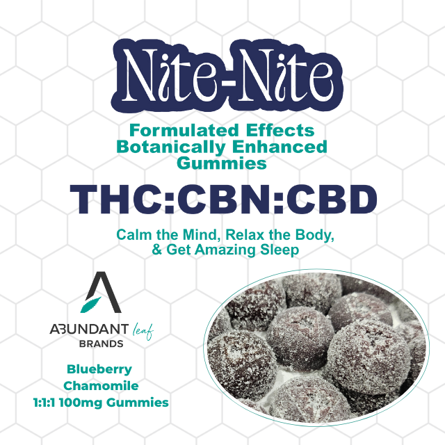 Abundant Leaf Brands - Nite-Nite - Blueberry Chamomile 1:1:1 (THC:CBN:CBD)  - 10pk/100mg - Edibles