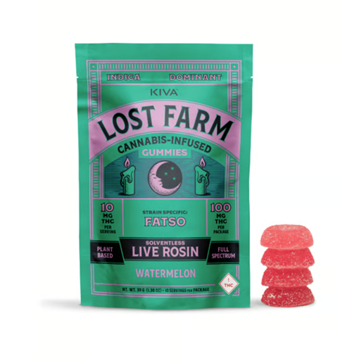 Lost Farm | Watermelon x Fatso | Solventless Live Rosin Gummies 10PK