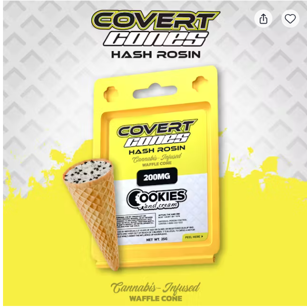 Covert Cups - Cookies & Cream - 200mg Hash Rosin Cones