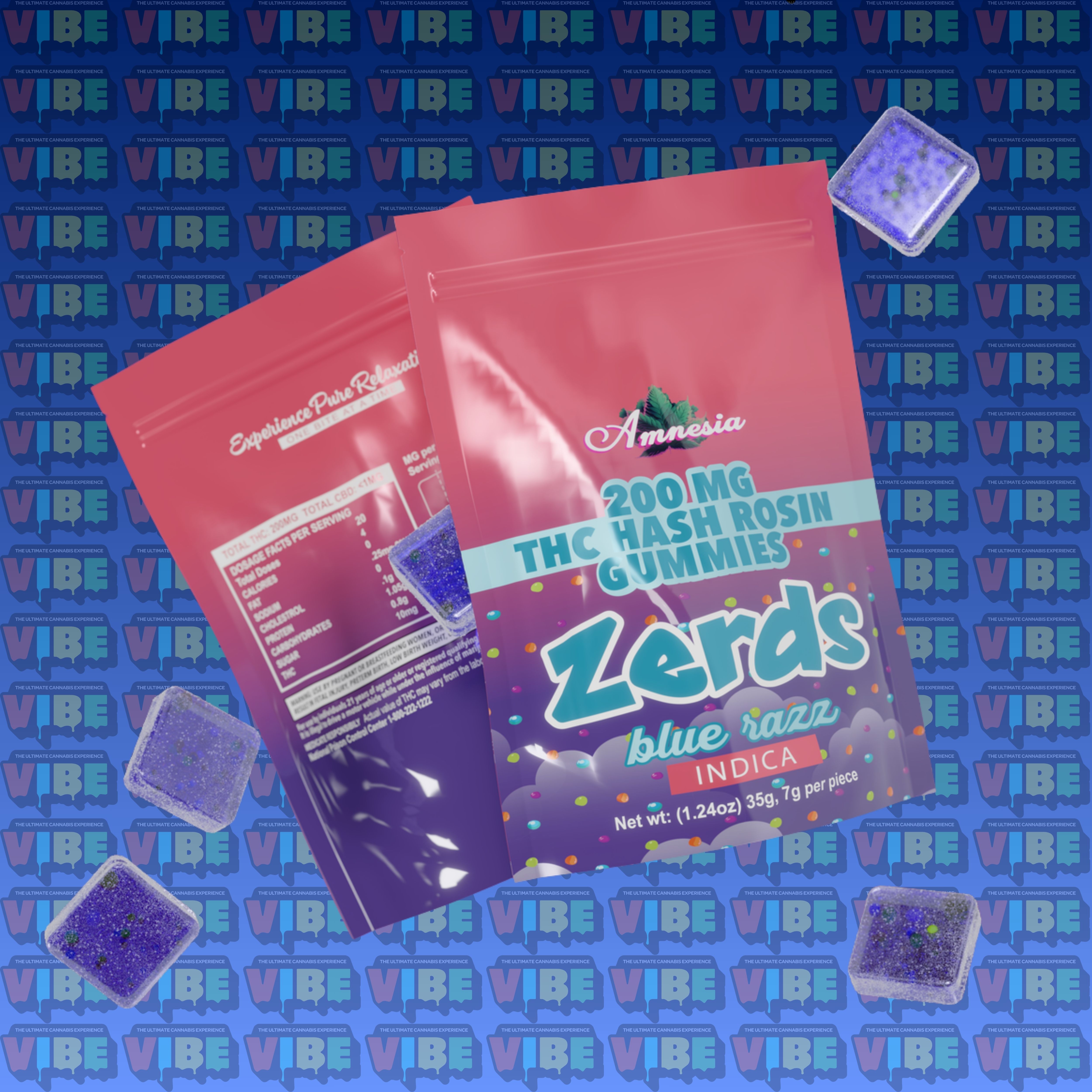 Blue Razz Zerds 5pk | 200mg Hash Rosin Gummies | REC