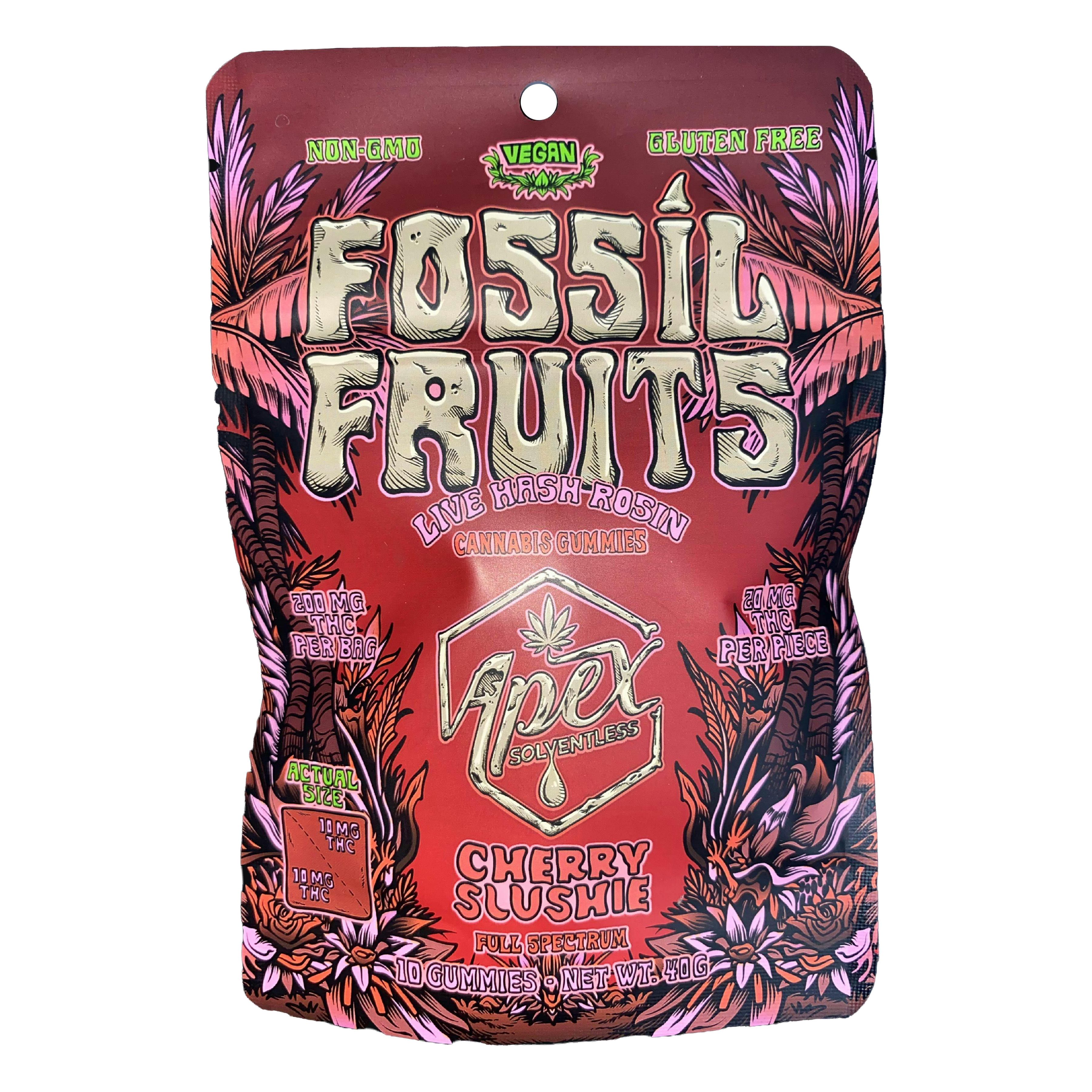 Apex Solventless | Fossil Fruits | 200mg Rosin Gummies | Cherry Slushie