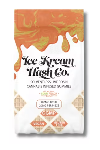 Ice Kream Hash Co - Sour Peaches - 200mg Live Rosin Gummies