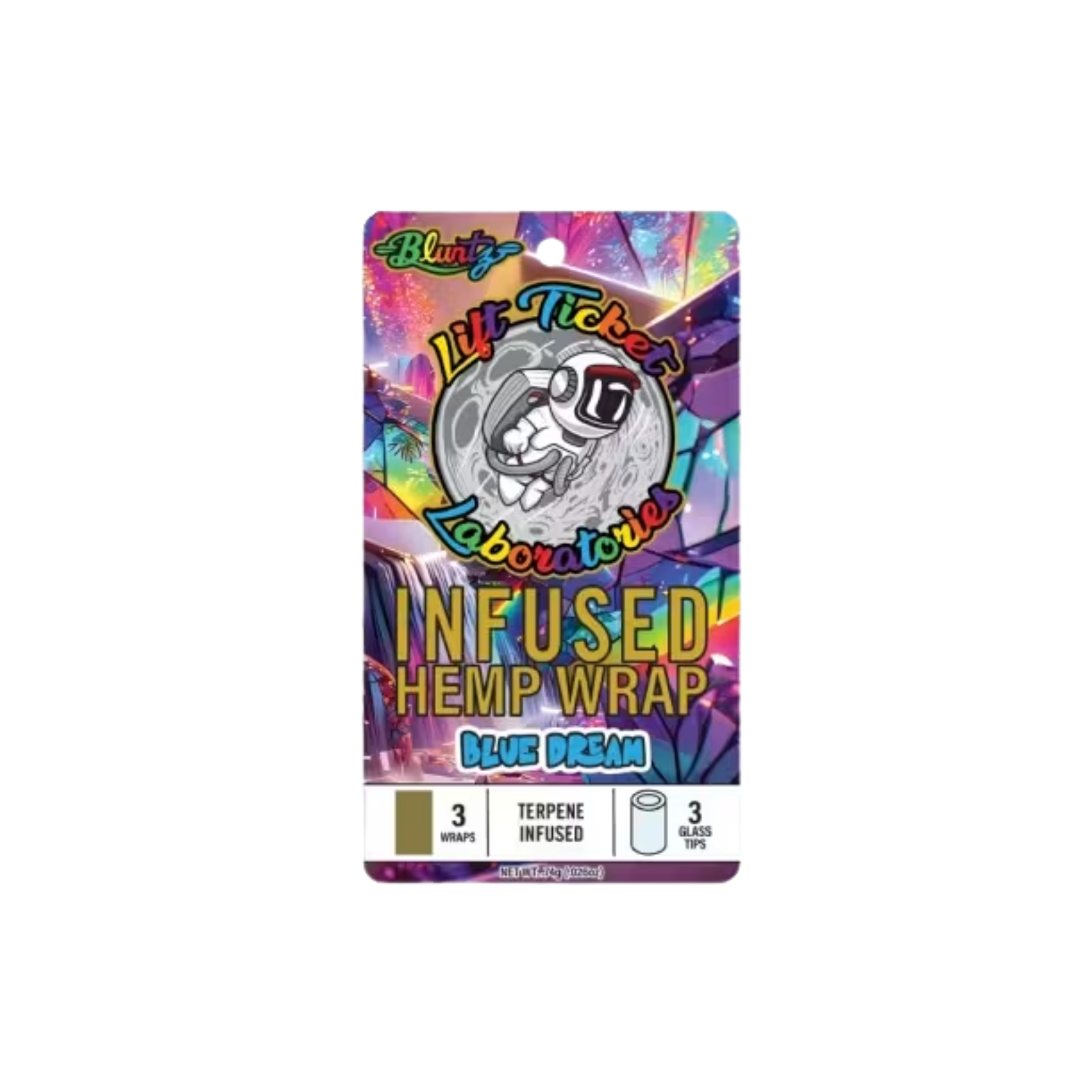 Lift Ticket - Blue Dream Infused Bluntz Hemp Wraps + Glass Tips - 3pk
