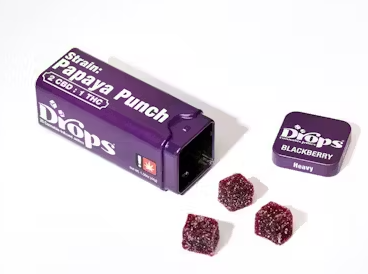Drops Blackberry Enhanced 2:1 CBD/THC 5mg THC 9.75mg CBD 20PK Live Rosin Infused Indica Jellies 100mg