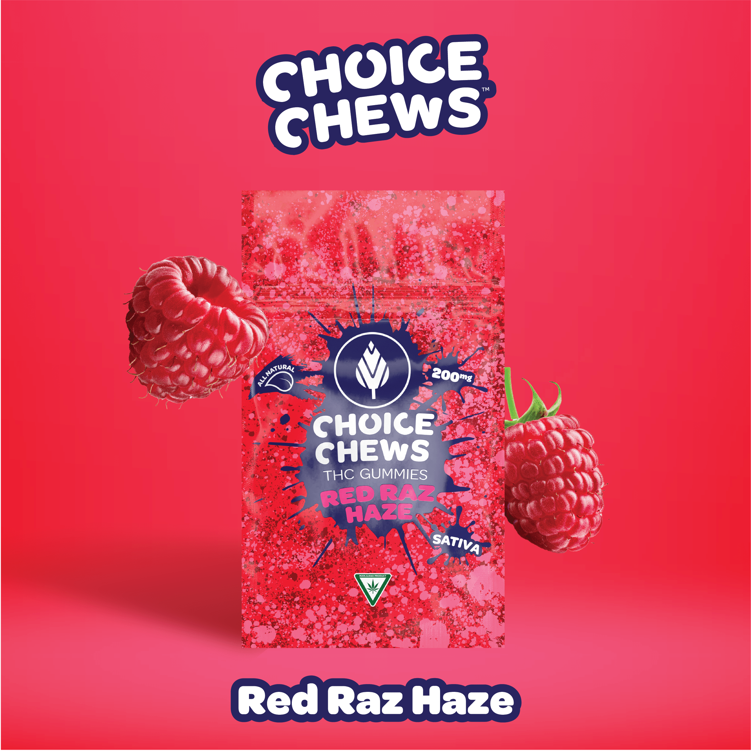 Choice Chews Red Raz Haze Gummies 200mg