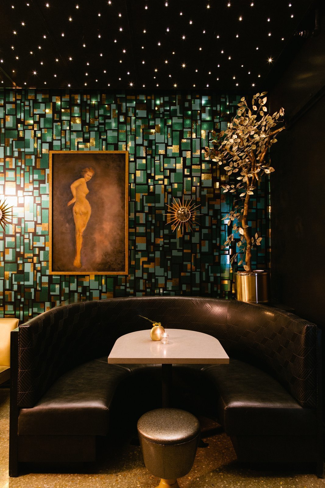 A booth in the Matilda Midnight Parlor.