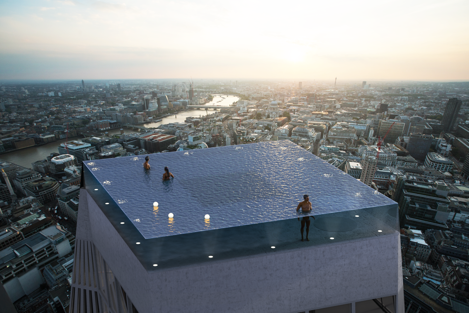 Lights will illuminate the pool at night.