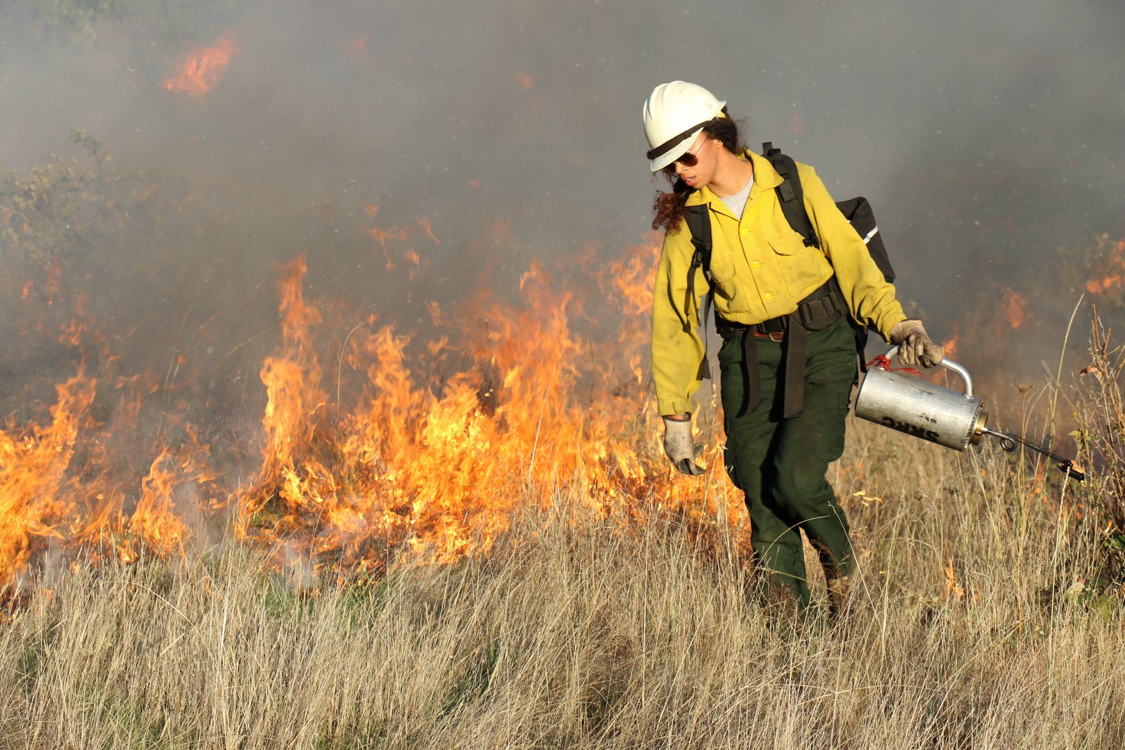 A prescribed fire burns in Orleans, California.