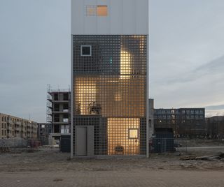 A Gazillion Glass Blocks Balance Light and Privacy at This Slender Prefab Home in Amsterdam