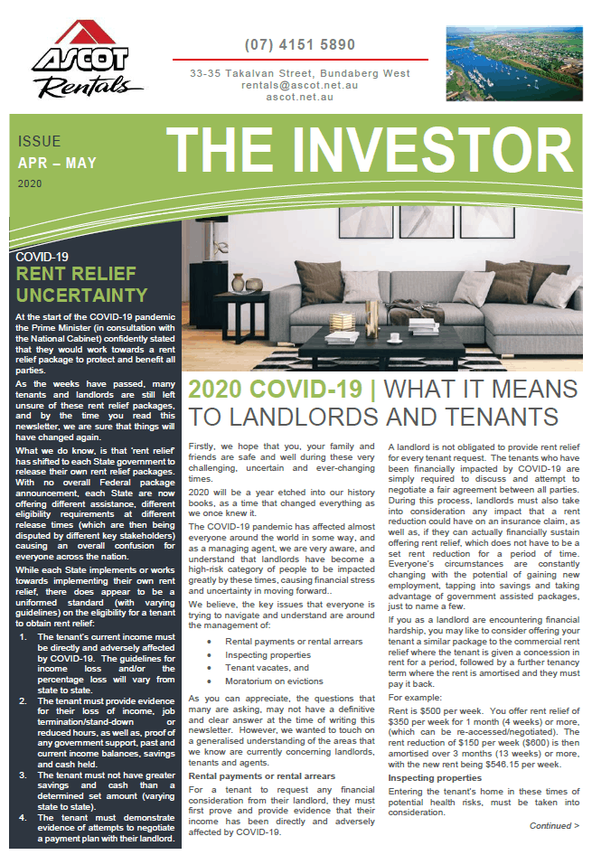 Property Investor Newsletter April – May 2020