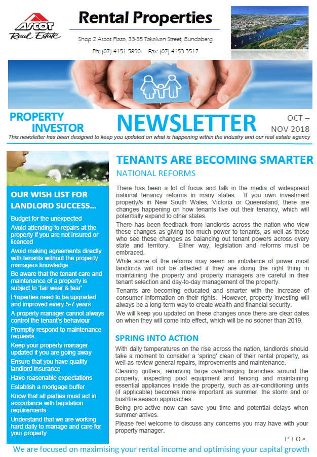 Property Investor Newsletter October – November 2018