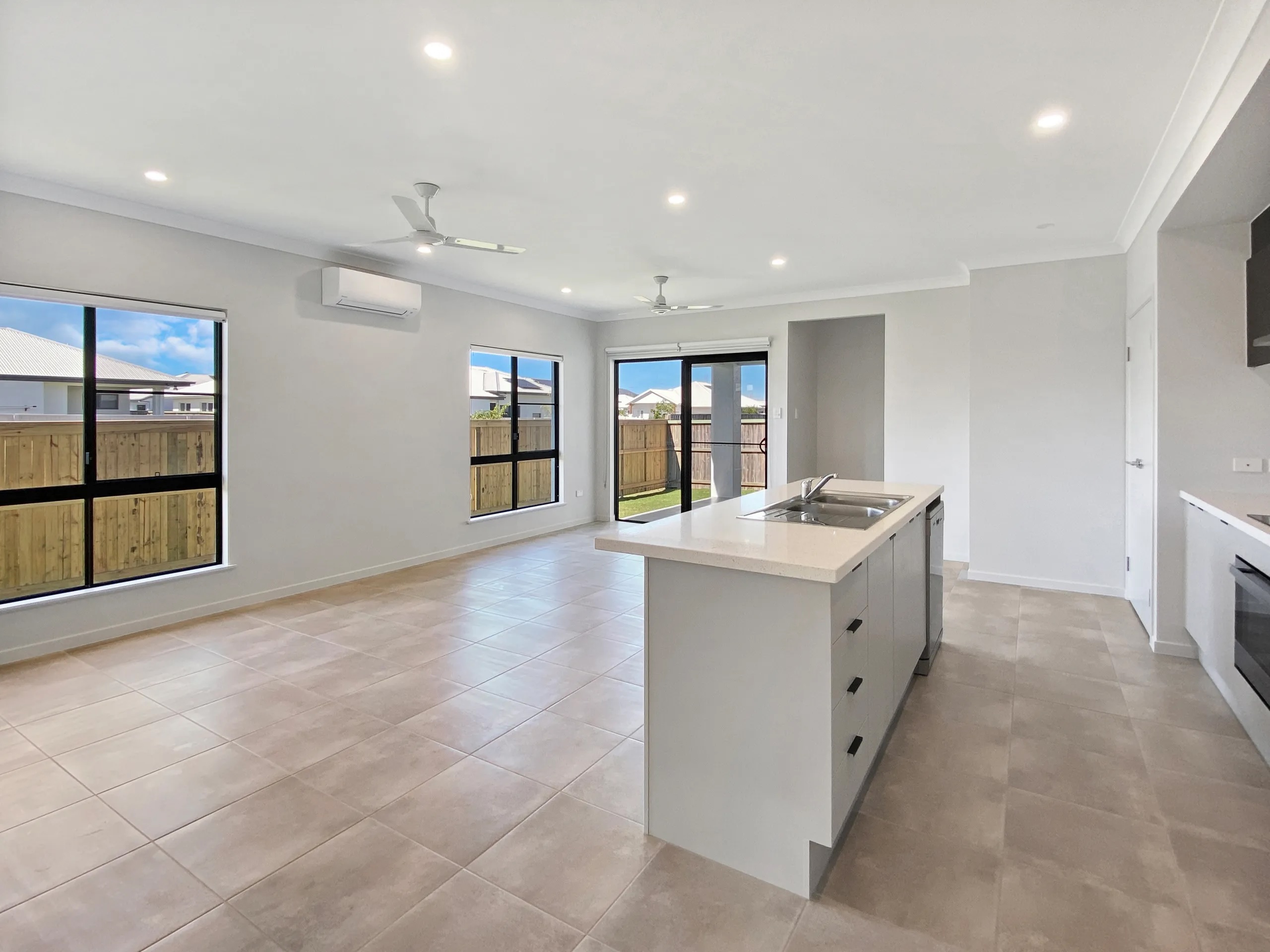 Open plan living, dining and kitchen