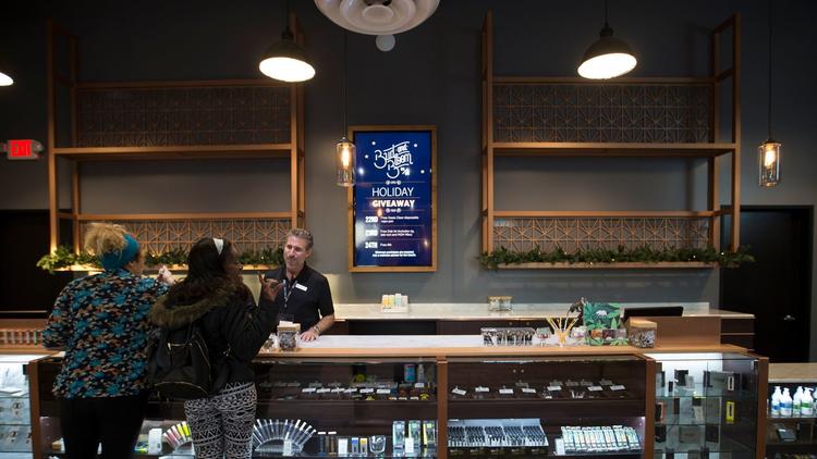 Bud & Bloom, a dispensary in Santa Ana, CA, is one of many businesses in the marijuana industry that a federal crackdown could affect.