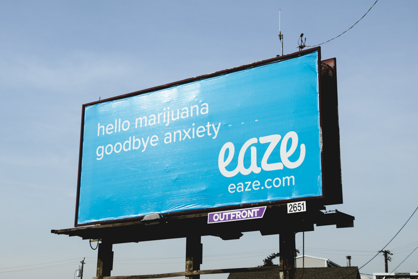 Image of an Eaze advertisement billboard in a new era of cannabis marketing.
