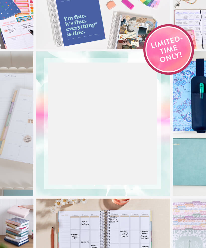 20% OFF for National Planner Day! A grid of dated planners and new cover designs. Click to shop now.