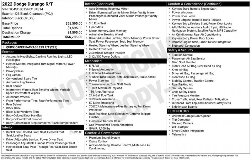 2022 Dodge Durango R/T 1C4SDJCT2NC134314