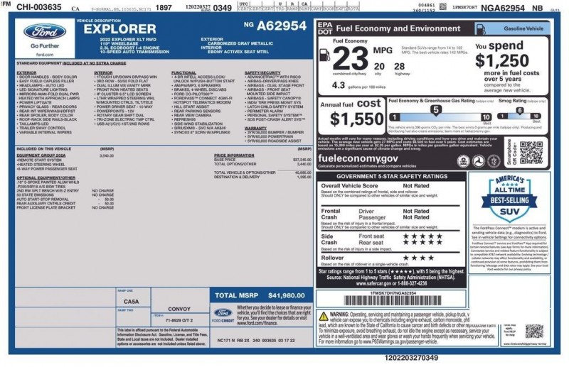 2022 Ford Explorer XLT 1FMSK7DH7NGA62954