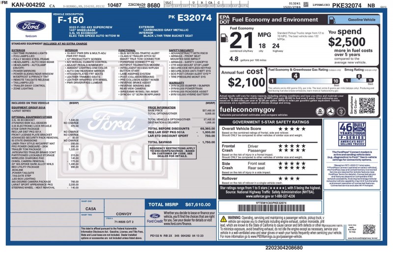 2023 Ford F-150 Lariat 1FTEW1C83PKE32074