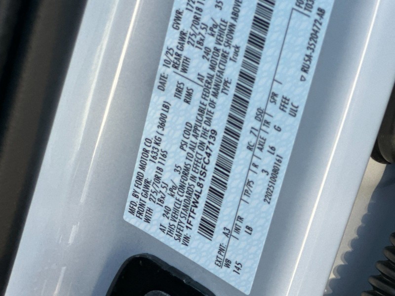 2025 Ford F-150 Tremor 1FTFW4L81SFC47139