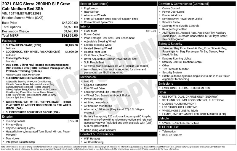 2021 GMC Sierra 2500HD SLE 1GT49ME77MF232988
