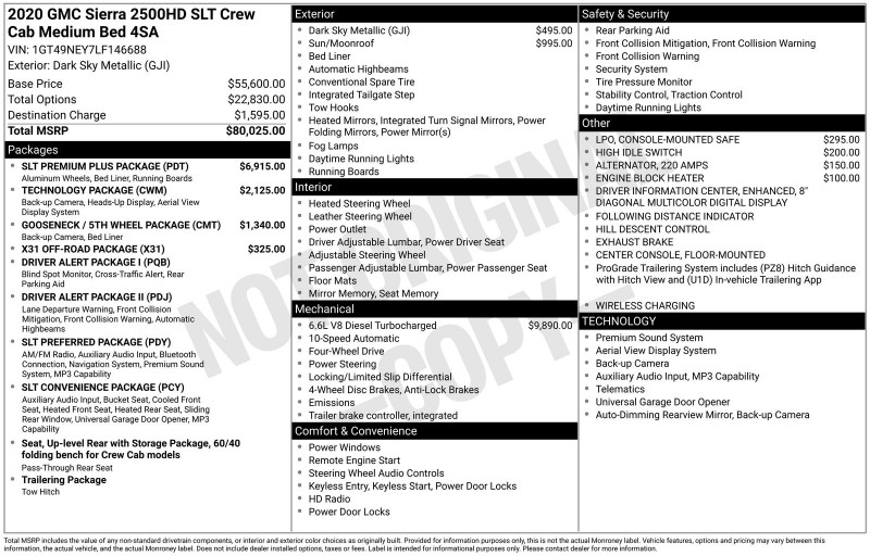 2020 GMC Sierra 2500HD SLT 1GT49NEY7LF146688