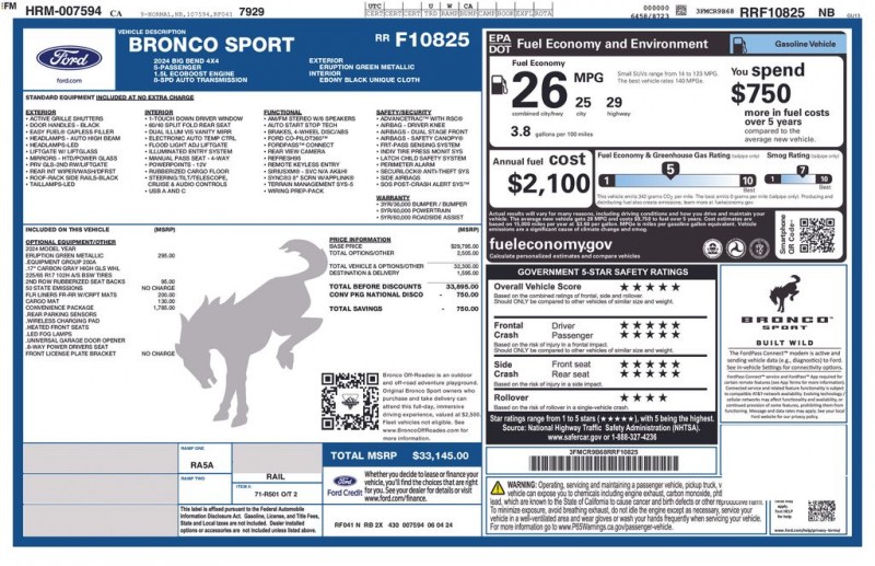 2024 Ford Bronco Sport Big Bend 3FMCR9B68RRF10825