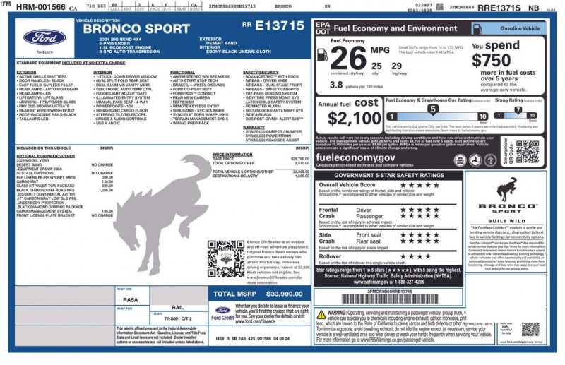 2024 Ford Bronco Sport Big Bend 3FMCR9B69RRE13715