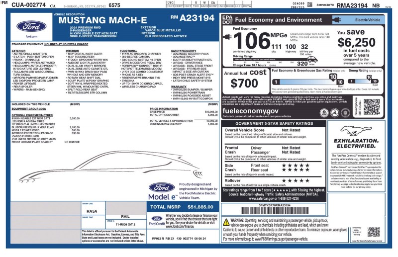 2024 Ford Mustang Mach-E Premium 3FMTK3R70RMA23194