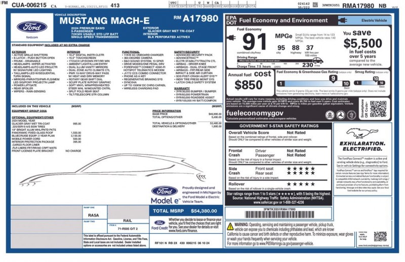 2024 Ford Mustang Mach-E Premium 3FMTK3S51RMA17980
