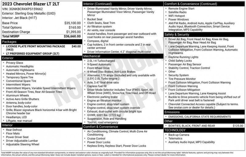 2023 Chevrolet Blazer LT 3GNKBCR4XPS159662