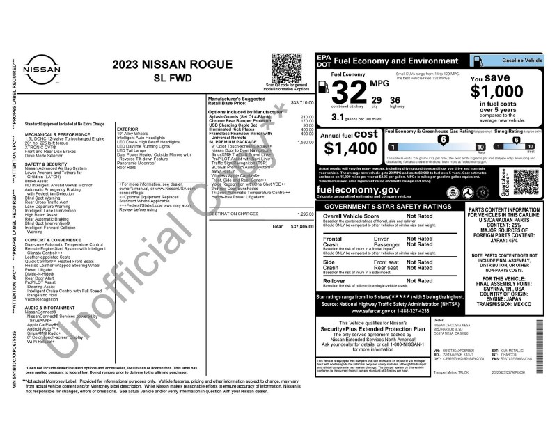 2023 Nissan Rogue SL 5N1BT3CAXPC675526
