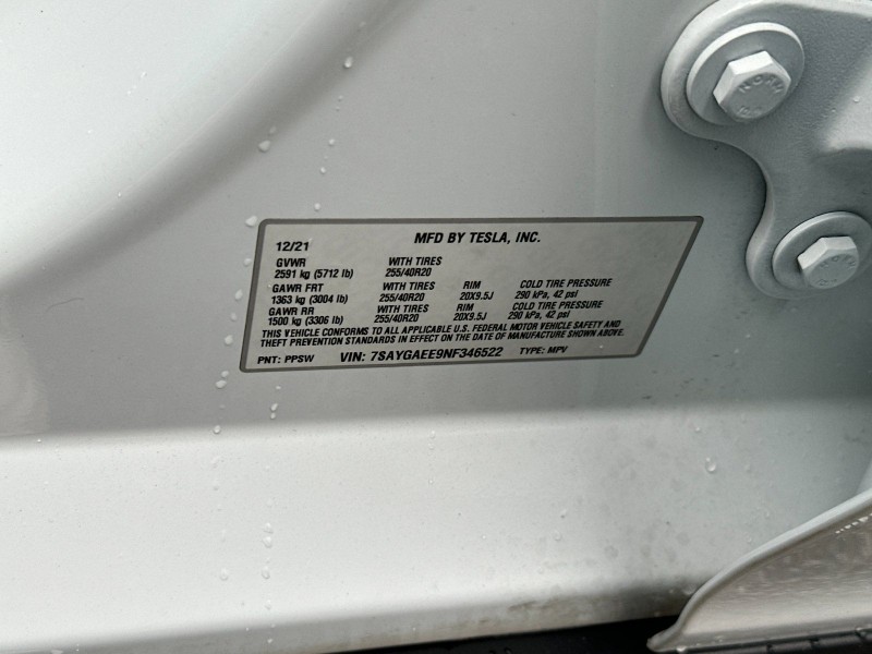 2022 Tesla Model Y Long Range 7SAYGAEE9NF346522