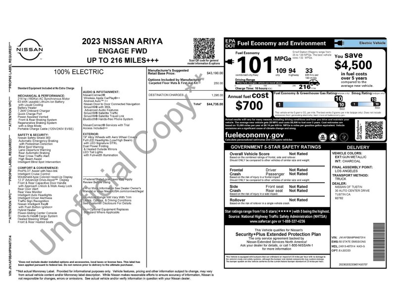 2023 Nissan Ariya ENGAGE JN1AF0BA9PM407314