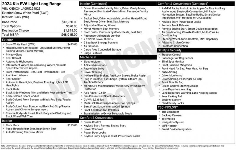 2024 Kia EV6 Light KNDC34LA0R5224823