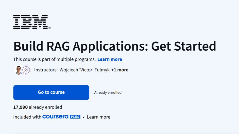 Another one in the bag! 🎉 Just completed IBM's course on Retrieval-Augmented Generation (RAG)! Learned how RAG helps AI give smarter, more accurate answers by pulling from real documents  not just what it was trained on. Built a QA bot using LangChain, explored Gradio for interactive interfaces, and even compared LangChain with LlamaIndex to understand when to use each one. RAG is one of the most exciting techniques in AI right now, and I'm thrilled to have hands-on experience with it! 🤖 🔧 Skills: RAG · LangChain · LlamaIndex · Gradio · Vector Databases · Python