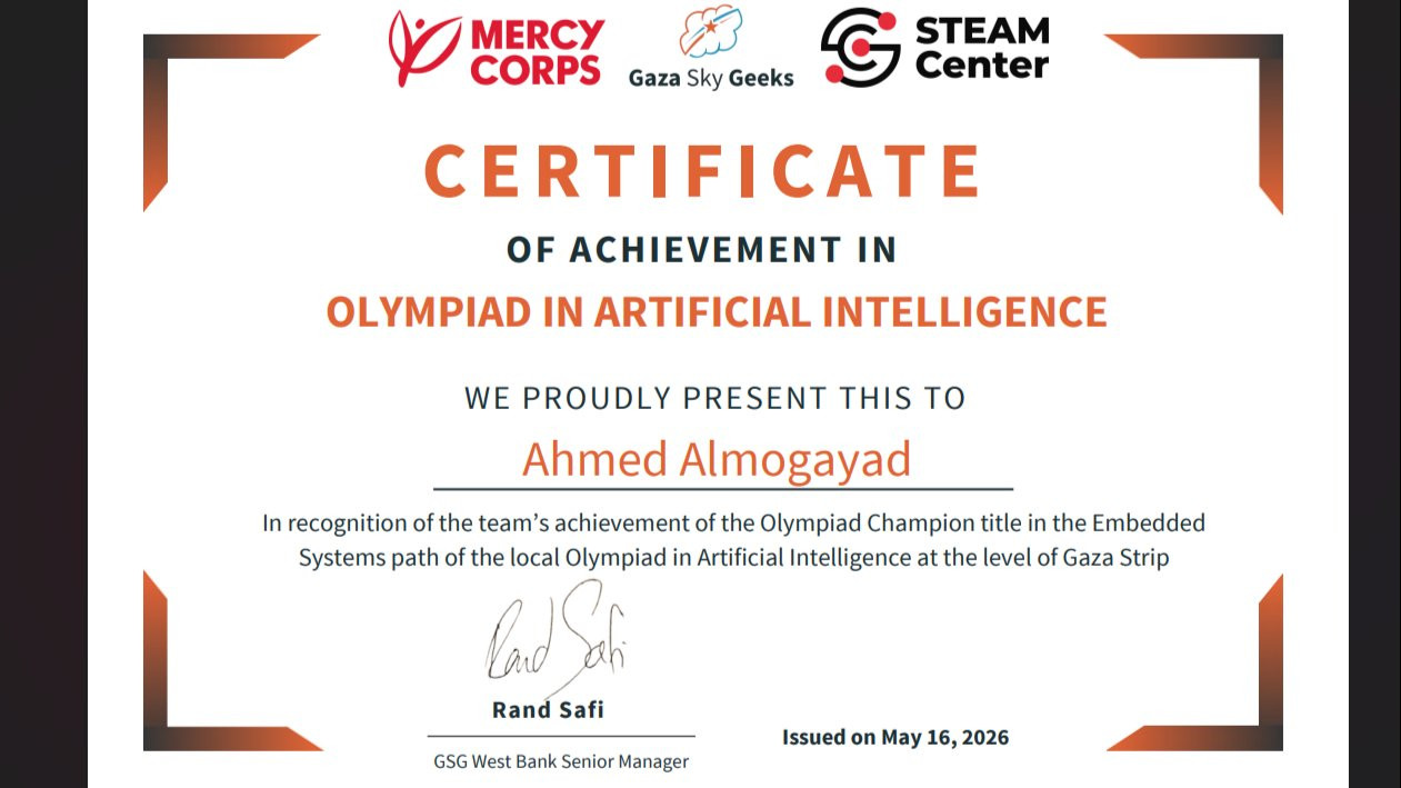 🏆 1st Place Winner - AI Olympiad 2026 (Embedded Systems): Awarded for developing the 