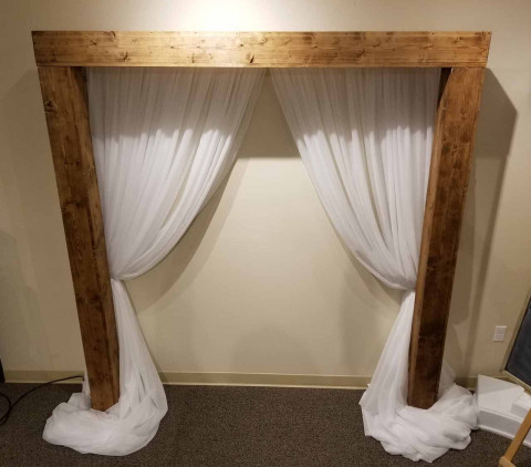 backdrop diy fabric rental arch curtain sheer form wood arbor beam