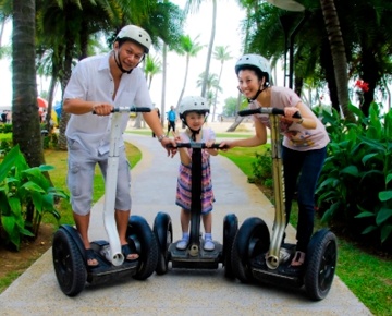Gogreen Segway Eco Adventure Never tried riding a Segway® Personal Transporter (PT) before? Hop on the Segway PT for an introductory experience on the Segway Fun Ride, which includes training and a short riding session. Fancy the idea of cruising along effortlessly on sunny Palawan beach with your friends or family on a Segway PT? You must join us for the signature 30min guided Segway Eco Adventure, which will definitely leave you an unforgettable lovely experience.