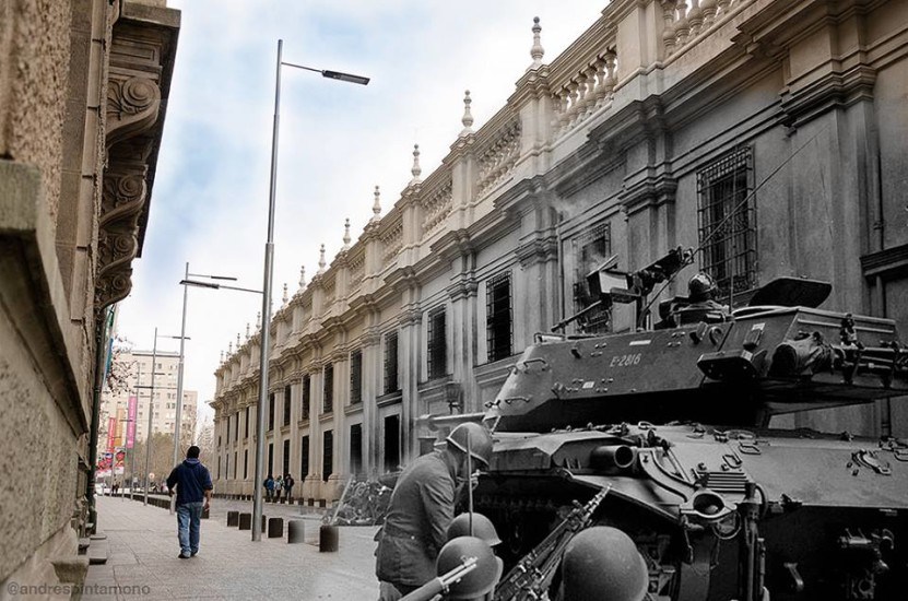 Enterreno - Fotos históricas de chile - fotos antiguas de Chile - Fotomontaje 11 de Septiembre de 1973