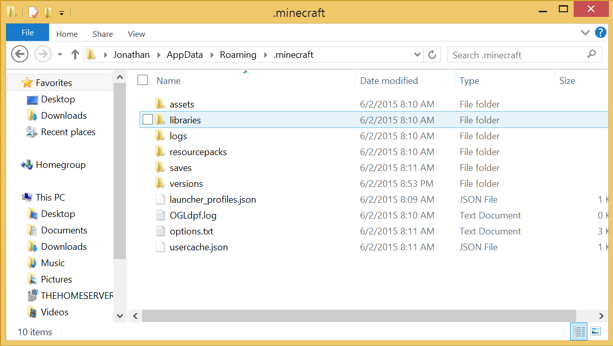 Minecraft Appdata folder