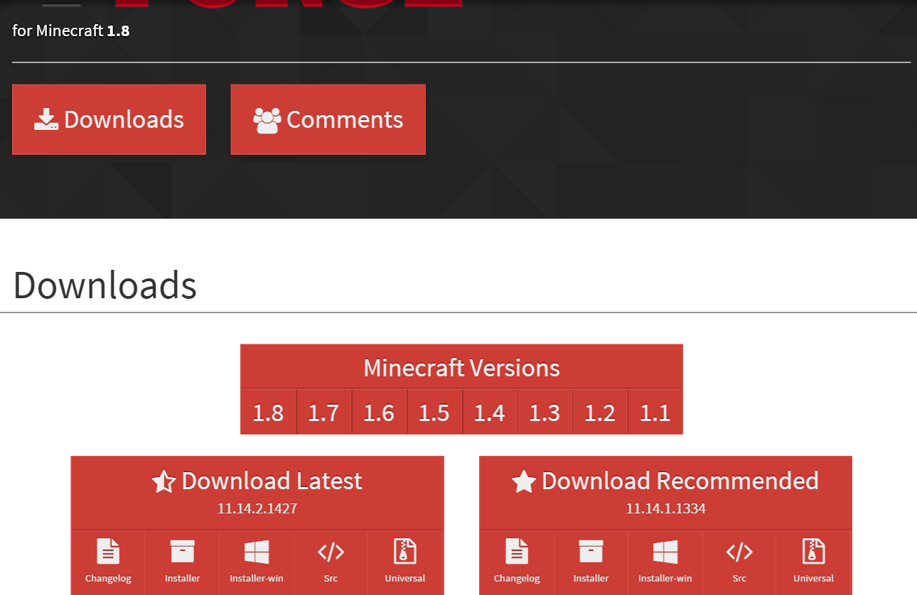 Minecraft Forge homepage