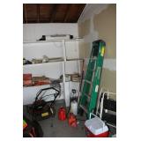 step ladder, lawn mower