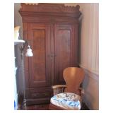 Walnut armoire, top trim comes off for a different look.