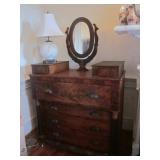 Crotch mahogany chest of drawers