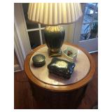 Marble and wood side table