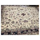 deep red and black Oriental rug dining room