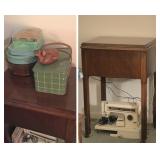 Kenmore Sewing Machine, Antique Wood Sewing Table, Vintage Sewing Kits & JV Orel Whale Trinket Box